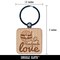 Handmade With Love Crochet Yarn Engraved Wood Square Keychain Tag Charm